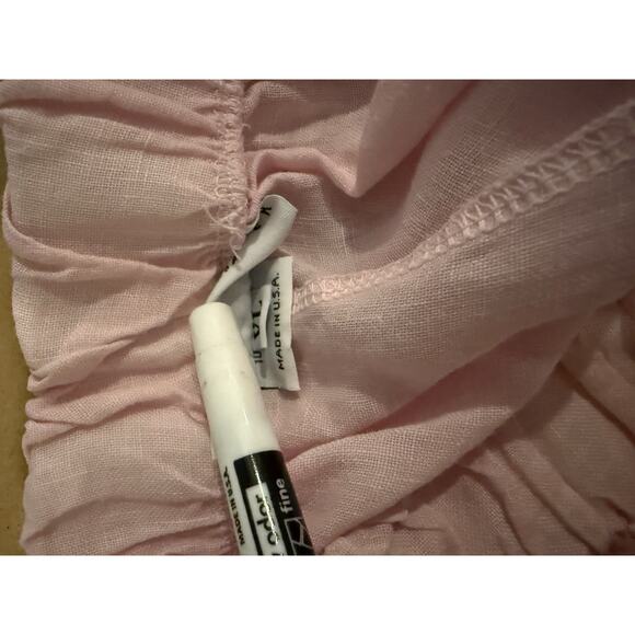 Bryn Walker 100 % Linen Two Piece Set Size XL Pink Lagenlook Minimal Crop Wide - Picture 8 of 9